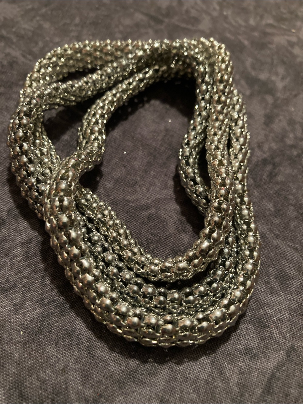 Multi-Strand Silver Tone Chainmail Bracelet